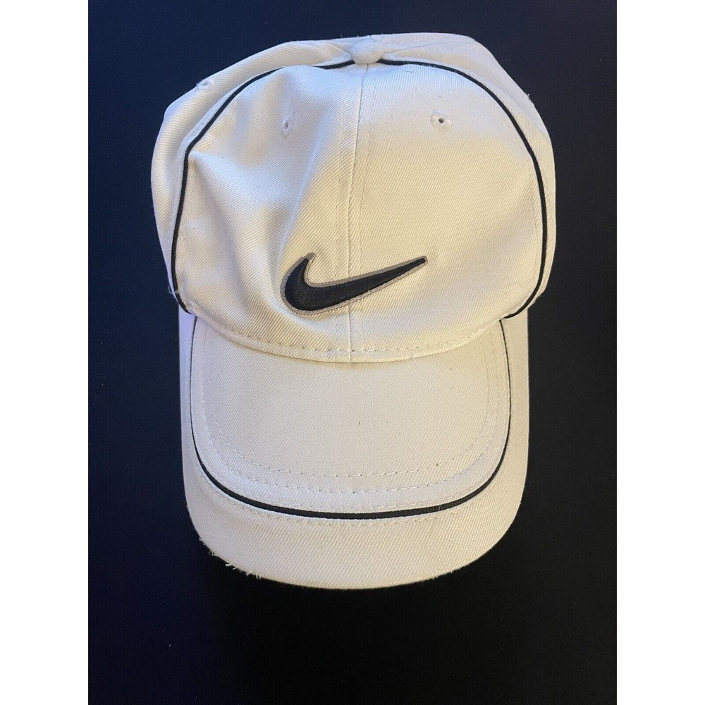 Nike White Tennis Cap with Black Swoosh Logo on Front and Back